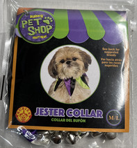 Rubies Pet Shop Boutique Mardi Gras M/L Jester Collar Green Purple Black Bells - £4.46 GBP