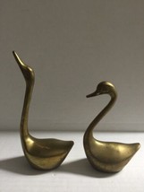 Pair of Vintage Brass Swan Birds Figurines Decor - £11.38 GBP