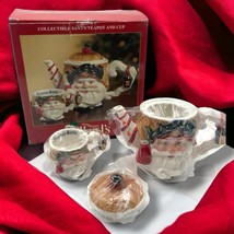 NEW Dillard&#39;s Trimmings Collectible Santa Teapot and Cup w/ Box - $22.92