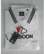 Long Sleeve Veboon White Cotton Flex Blue Tipped Collar Pique Polo Shirt... - $367.27 MXN
