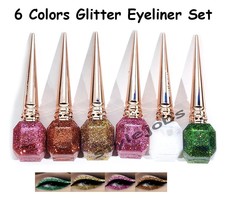 6 Color Pearl Glitter Shimmer Metallic Liquid Eyeliner SET - £8.68 GBP