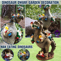 Funny Dinosaur Eating Gnome Statue Yard Resin Craft Home Garden Figurine... - £19.97 GBP