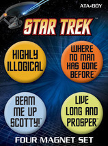 Classic Star Trek TV Series Quotes Round Magnet Carded Set of 4 NEW SEALED - £7.00 GBP