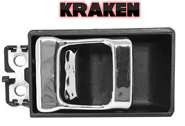 Kraken Inside Door Handle For Nissan Hardbody Truck 1987-1997 Black Chro... - $11.26