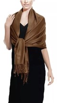 Chocolate Brown Soft Pashmina Fringe Scarf Wrap Made In India 75” X 23” NEW - £10.08 GBP