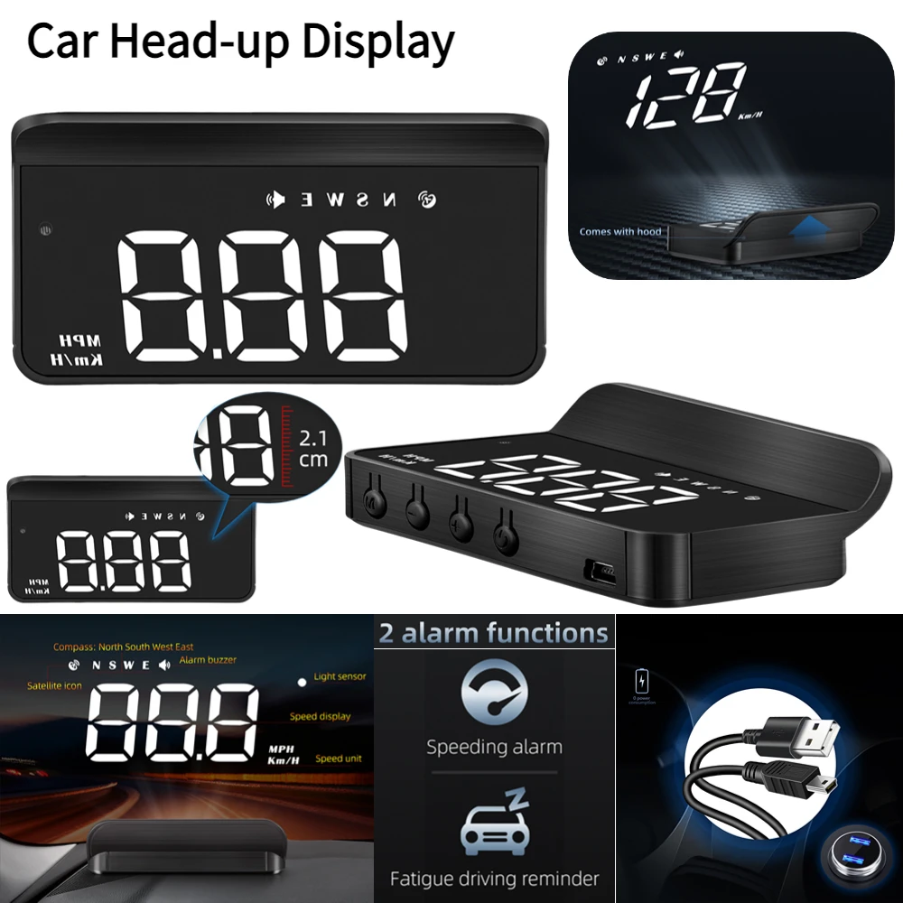 Wireless Car HUD Head Up Display Windshield Speedometer Big Font Digital GPS - £16.93 GBP+