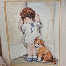 Bucilla Counted Cross-Stitch Kit 40670 In Disgrace Girl Corner Puppy Dog Timeout - $17.81