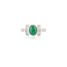 Natural Emerald Diamond Ring Unique Designer Art Deco Emerald Ring For Women - £309.57 GBP