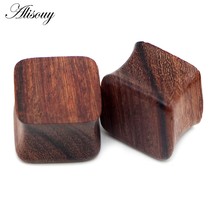 Alisouy 2pcs Square Wood Flesh Ear Plugs and Tunnels Expanders Gauges Earrings H - £10.47 GBP