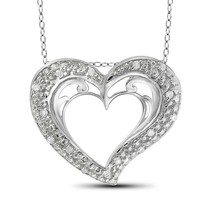 0.15Ct Diamanti Finti Argento Sterling Aperto Cuore Amore Ciondolo 18 &quot; CM - £175.80 GBP