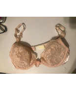 VICTORIAS SECRET Vintage 32C Satin Lace Padded Demi Plunge Gold Tag Bra ... - $635.85 MXN