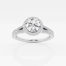 1 1/5 ctw Round Lab Grown Diamond Split Shank Halo Engagement Ring - £1,020.85 GBP
