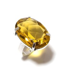 Yellow Citrine Gemstone 925 Silver Ring Handmade Jewelry Ring Birthday Gift - £8.95 GBP
