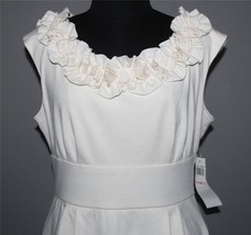 London Times Zipper Back Banded Waist Twisted Ruffle Neck Sleeveless Dress Wm 10 - £34.36 GBP