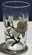 Vtg. 50&#39;s Jamey Peanut Butter Jar 51/8&quot; Water glass Dogwood Flowers - £6.23 GBP