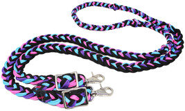 Horse Western 8&#39; Long Nylon Braided Knotted Barrel Roping Reins Tack 607508 - $405.12 MXN