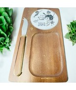 Vtg MCM  Ceramic Coffee Tile &amp; Wood Charcuterie Cheese Board Knife Retro... - $443.48 MXN
