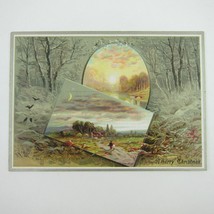 Victorian Christmas Card Raphael Tuck &amp; Sons Rural Woods Stream Animals Antique - £4.74 GBP