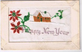 Military WW 1 Postcard Embossed Silk Embroidered Happy New Year - £5.53 GBP