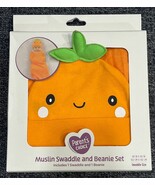 Newborn Infant Muslin Swaddle &amp; Beanie Set Carrot  Unisex Swaddle Size 4... - $284.15 MXN