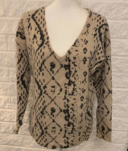 HWR Anthropologie Sweater Oversized V Neck Size S Cream Grey Wool Cashmere A4 - £15.80 GBP