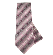 Bruno Conte&#39; Men&#39;s Tie and Hanky Set Pink Gray Fuchsia 3 3/4&quot; Wide 100% Silk - $24.99