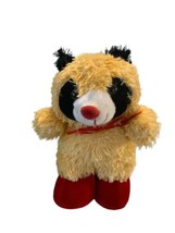 Vintage King Plush Raccoon Stuffed Animal in Red Boots  Soft Cuddly Toy - $12.35