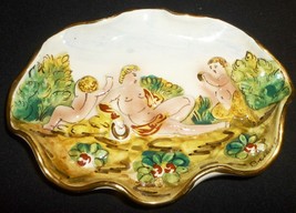 VINTAGE PORCELAIN CAPODIMONTE ITALY NUDES CHERUBS TRINKET SOAP DISH - $447.35 MXN