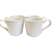 Bee and Willow Home 4 White Speckled Coffee Mugs Cups Sage Green Bottom ... - $28.43