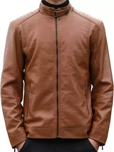 New Brown Handmade Stylish Jacket Elegant Men&#39;s Genuine Lambskin Leather - $117.11+