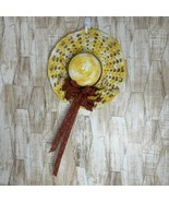 Handcrafted 14” Crochet Hat Wall/Door Hanging Yellow Fall Flowers China - $18.00