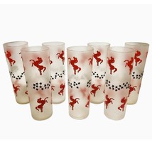 Vintage Frosted Libbey Stallions &amp; Stars 12oz Tall Glasses (Set of 7) - £61.52 GBP