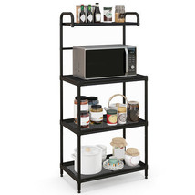 4-Tier Kitchen Microwave Storage Rack with Metal Shelves-Black - Color: ... - £68.85 GBP