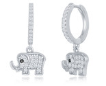 Small huggie hoop elephant Women&#39;s Earrings .925 Silver 274044 - $49.99