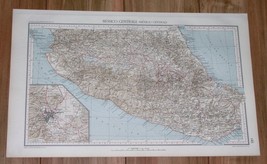 1927 Rare Vintage Italian Map Of Central Mexico / Mexico City Inset Map - £15.13 GBP