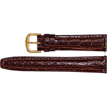Men's 18 mm Regular Honey Leather Crocodile Grain Semi-Padded Watch Strap Band - £24.18 GBP