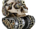 Military War Steampunk Android Gearwork Robotic Cyborg Skull Tank Figurine - $27.99