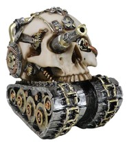 Military War Steampunk Android Gearwork Robotic Cyborg Skull Tank Figurine - £22.30 GBP