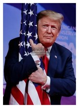 President Donald Trump Hugging American Flag 5X7 Photo - £6.76 GBP