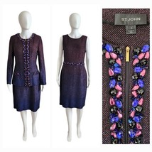 ST.JOHN Womens Knit Purple Pink Blue Metallic Shimmer Ombre Jacket &amp; Dre... - $737.55
