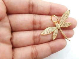 1Ct Round Cut Lab-Created Diamond Women Dragonfly Pendant 14k Yellow Gold Plated - $176.39