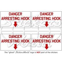 DANGER ARRESTING HOOK USAF US Marine Aéronef, 50mm Vinyle Autocollants, x4 - $7.42
