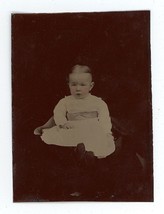 CIRCA 1860&#39;S Hand Tinted 2.53.25 in TINTYPE Beautiful Little Baby in White Dress - £10.92 GBP