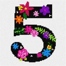 Pepita Needlepoint kit: Number Five Primary Floral, 7&quot; x 7&quot; - £39.39 GBP+