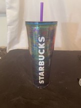 Starbucks Summer 2023 Oil Slick w/Plastic Straw 24 Ounce Tumbler Cup NEW - £30.14 GBP