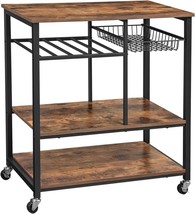 Vasagle Alinru Kitchen Cart, 31.25&quot; Rustic Brown, Food Storage Shelf With Metal - £106.26 GBP