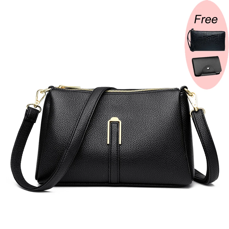New Women Genuine Leather Handbags Shoulder Bags Two Shoulder Strap Fema... - $49.50