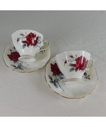 Lot of 2 Royal Albert Sweet Romance Tea Cup Saucer Bone China Red Rose G... - £23.26 GBP