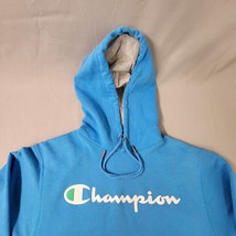Champion Sweater Mens Small Adult Blue Sweatshirt Hoodie Spell Out Pullover - £11.04 GBP