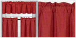 3PC Window Dressing Curtain Solid Lined Blackout Tiers Valance K3 - Red ... - £31.25 GBP
